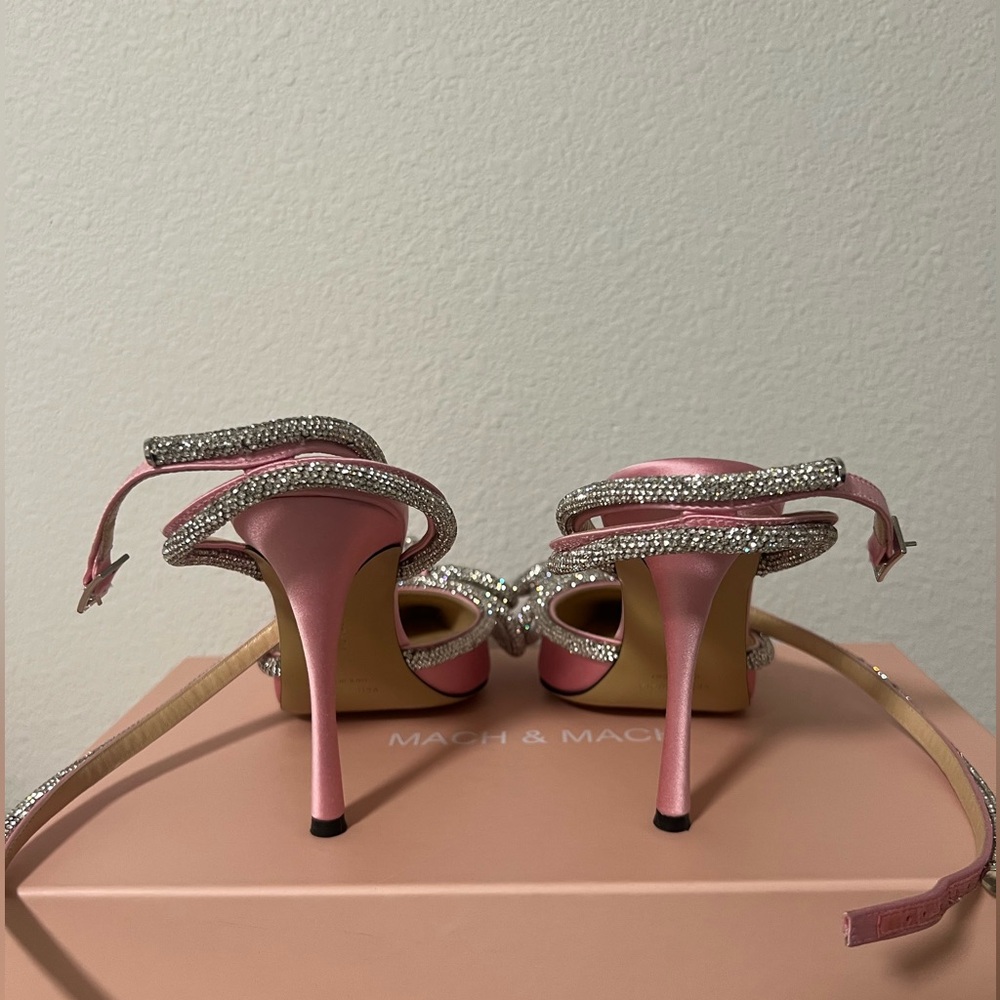 Mach & Mach Silk Satin Double Bow High Heels - Picture 3 of 8